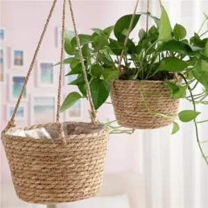 Woven Macrame Hanging Plant Holder